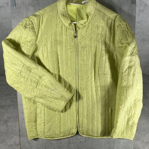Vtg Patchington Womens Silk Jacket Bright Green Full Zip Lined Windbreaker Sz XL
